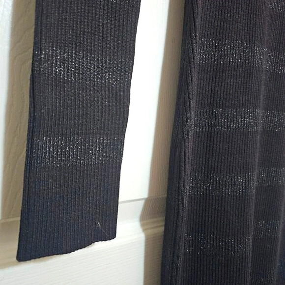 NWT Chaser Veda Fillmore Stripe Midi Dress Small Bodycon Black Silver Heavy - Picture 6 of 9